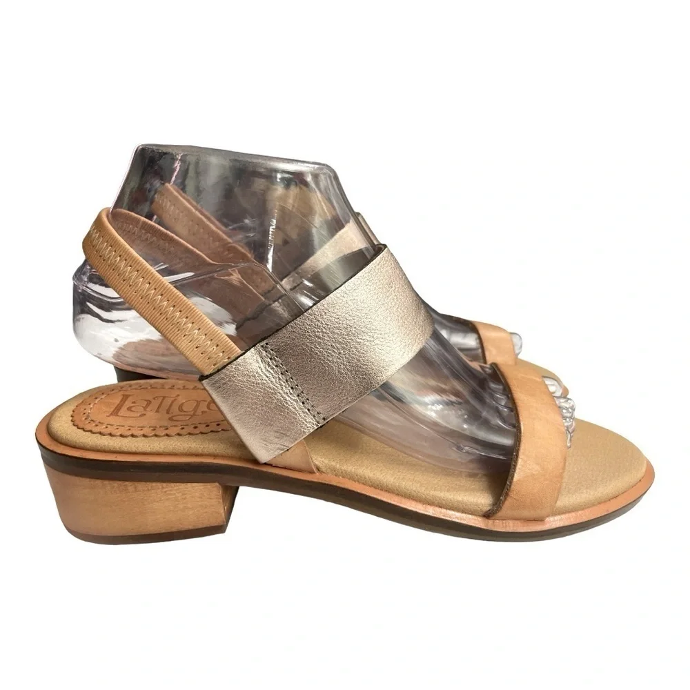 ANTHROPOLOGIE LATIGO slip on heeled strappy leather sandal 8.5M